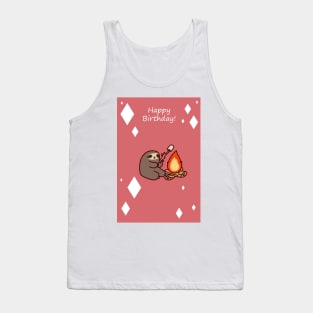 "Happy Birthday" Campfire Sloth Tank Top